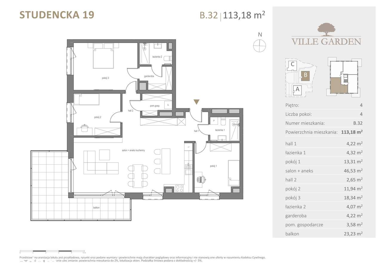 Ville Garden | mieszkanie 4-pok. | B.32 - Pełny obrazek: 3/10