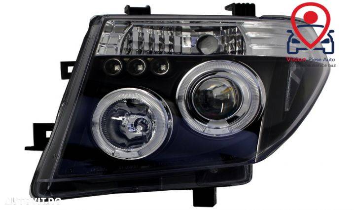 Faruri Angel Eyes Negru Tuning Nissan Navara D40 2005 2006 2007 2008 - 2