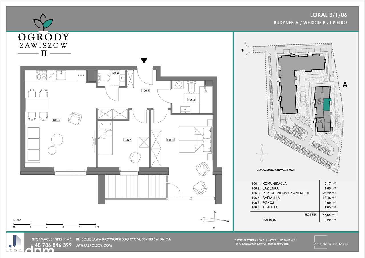 Ogrody Zawiszów II  | mieszkanie 3-pok. | B-106 - Pełny obrazek: 2/7