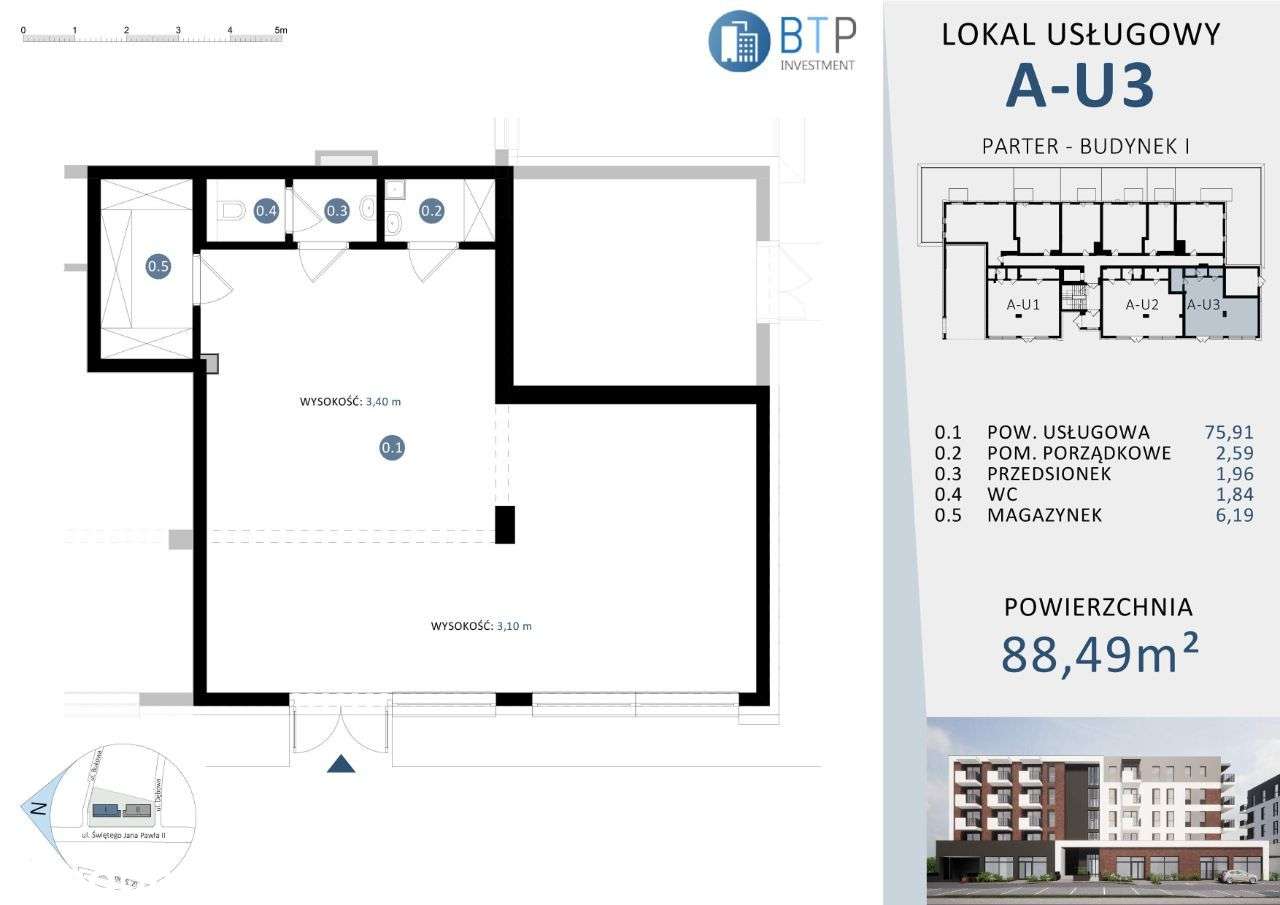 Apartamenty Zachodnie lokal usługowy 88,49m2 A-U3 - Pełny obrazek: 2/7