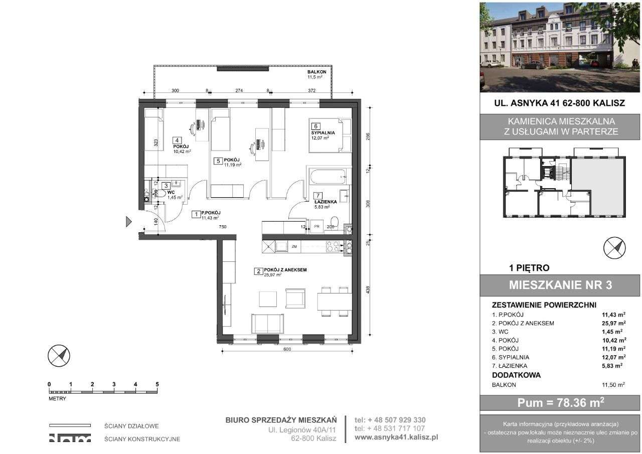 Mieszkanie nr 3 w Kamienicy Asnyka 41 - Pełny obrazek: 2/7