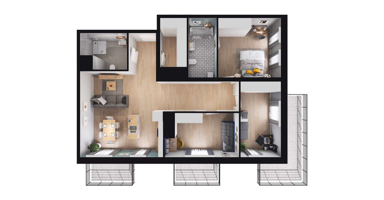 4-pokojowe mieszkanie 89m2 + 3 balkony - Pełny obrazek: 2/8