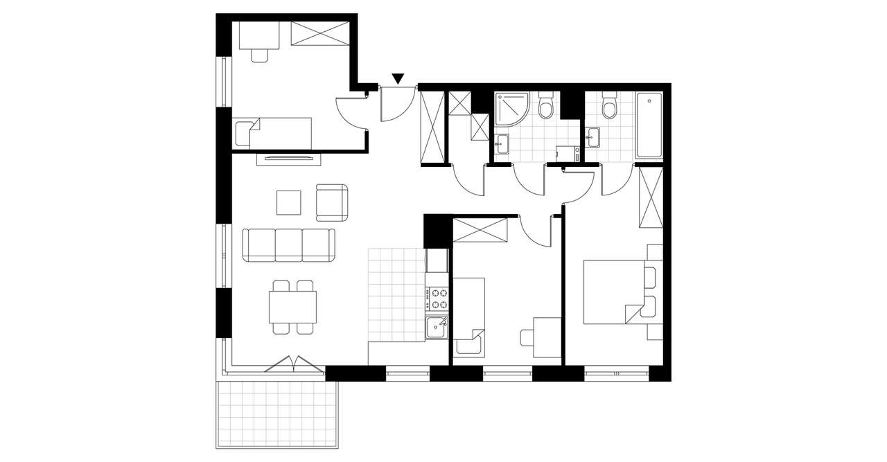 4-pokojowe mieszkanie 75m2 + balkon - Pełny obrazek: 3/8