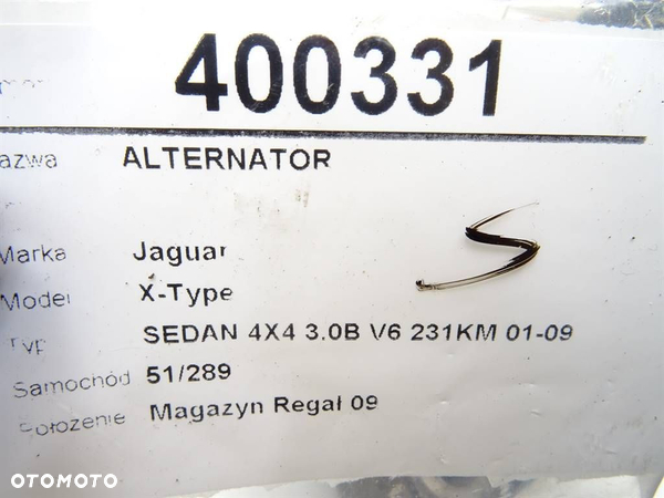 ALTERNATOR JAGUAR X-TYPE I (X400) 2001 - 2009 3.0 V6 Napęd na wszystkie koła 172 kW [234 KM] - 5