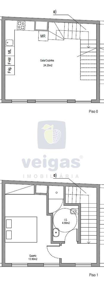 Apartamento T1 Novo no Centro de Caldas da Rainha com 2 lugares de est-22