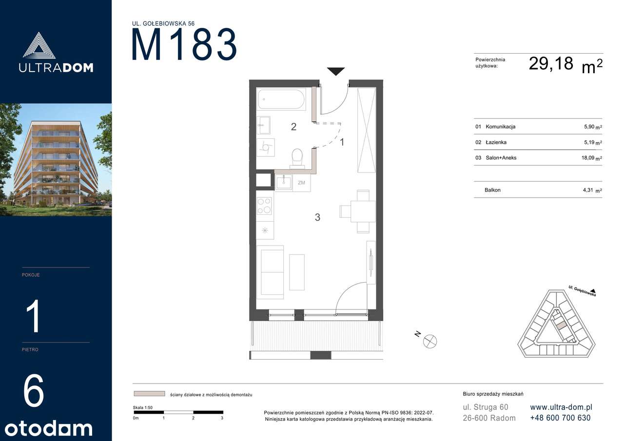 Ultradom | mieszkanie 1-pok. | M183 - Pełny obrazek: 3/10