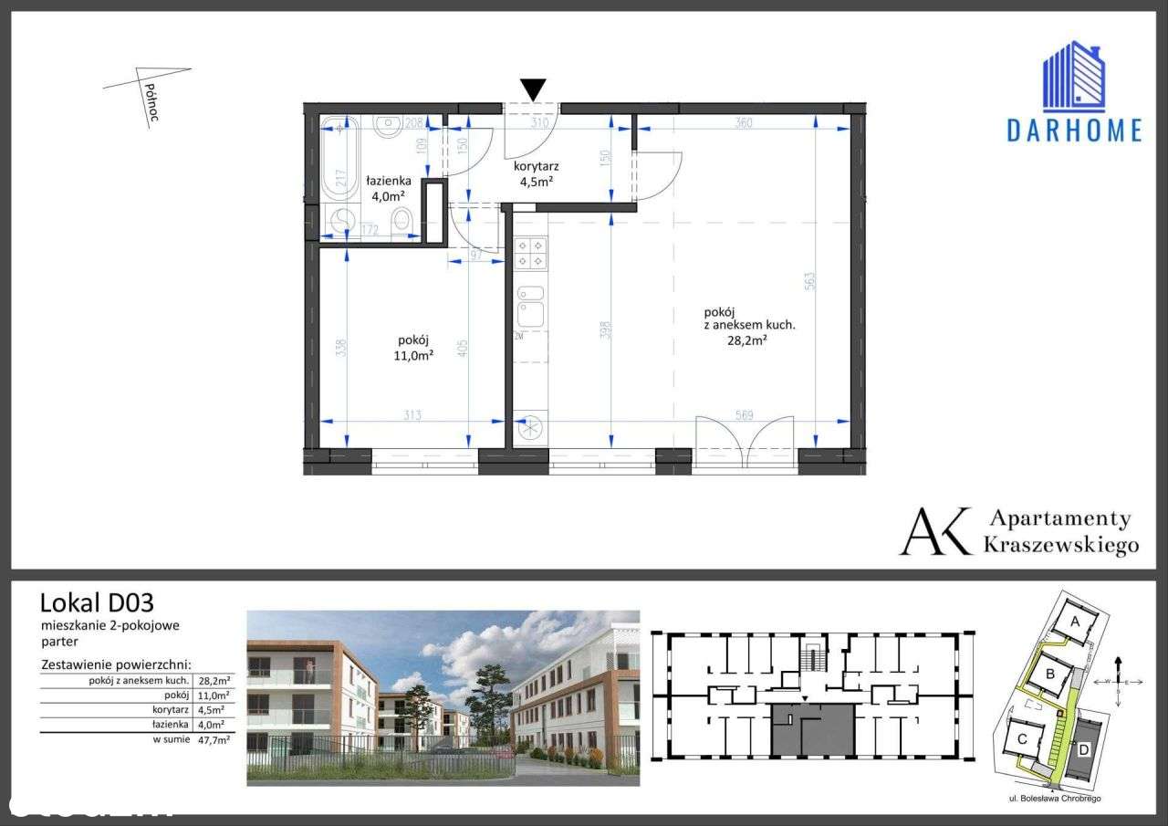 2-pokojowe mieszkanie 47m2 + balkon Bez Prowizji - Pełny obrazek: 2/9