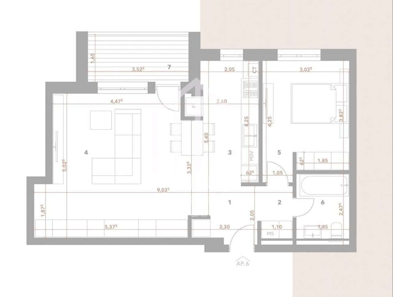 Apartament 2 camere de vanzare in Sibiu - 58.69 mp + logie - Turnisor - Imagine principală: 4/18
