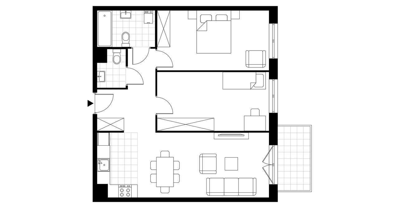 3-pokojowe mieszkanie 65m2 + balkon - Pełny obrazek: 3/7