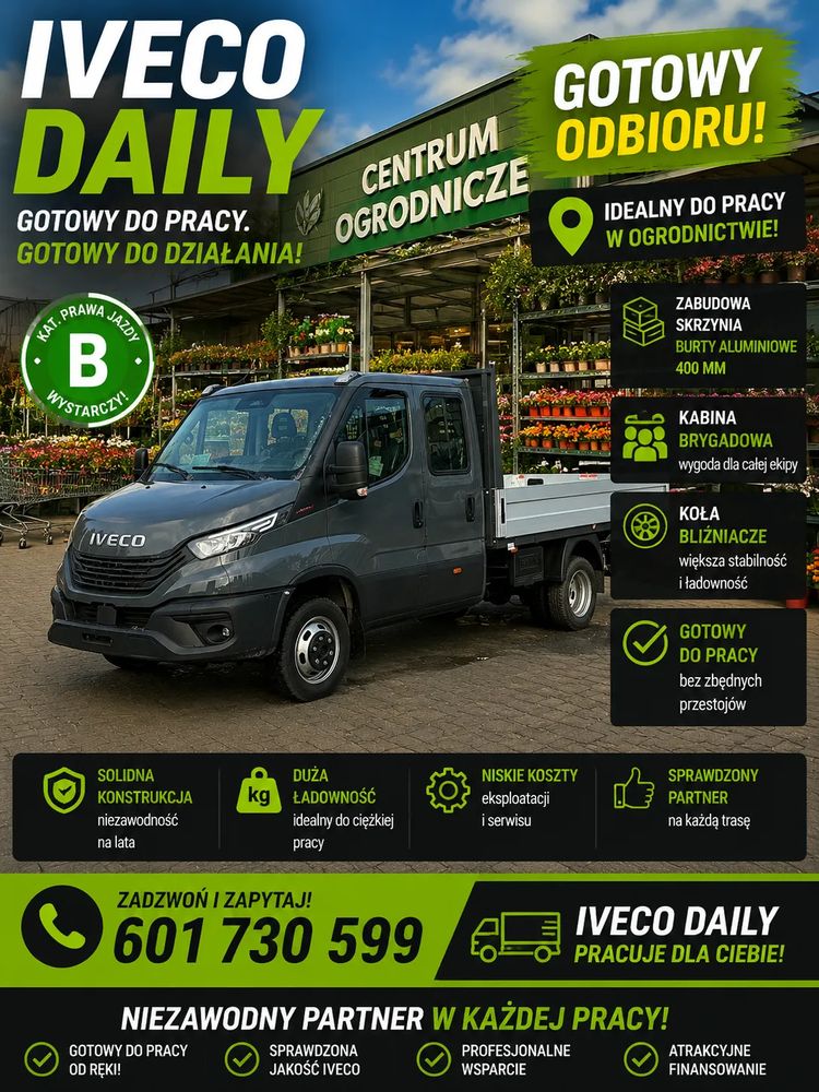 Iveco Daily 35C16D Doka ze skrzynią , ekspozycyjne