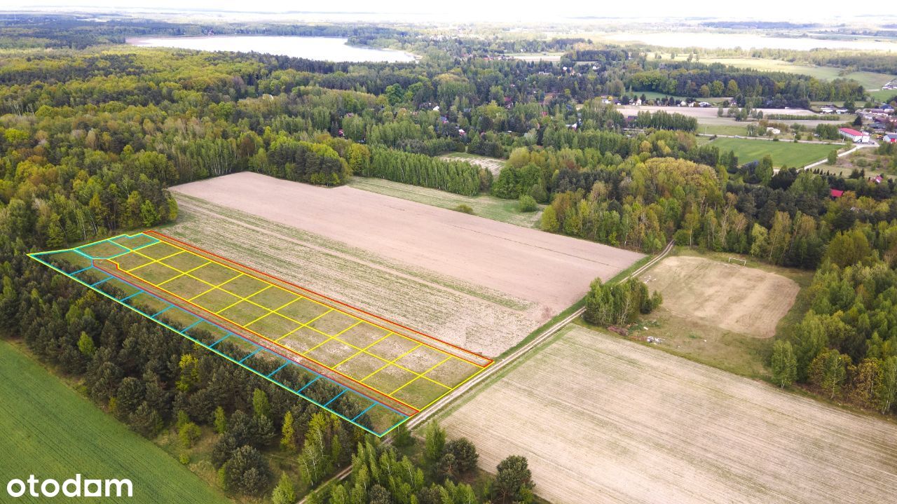 Działki nad Jeziorem Piaseczno, blisko lasu.