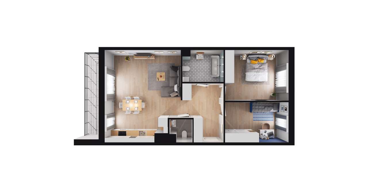 3-pokojowe mieszkanie 69m2 + loggia - Pełny obrazek: 2/8