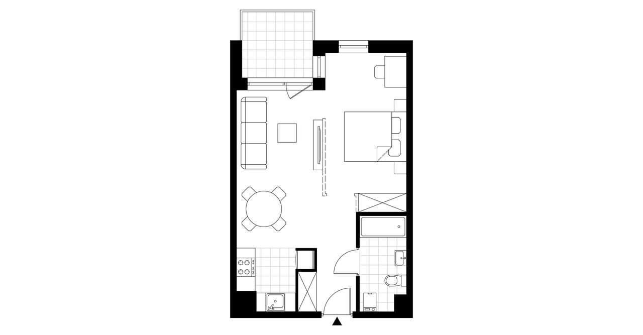 1-pokojowe mieszkanie 39m2 + balkon - Pełny obrazek: 3/6