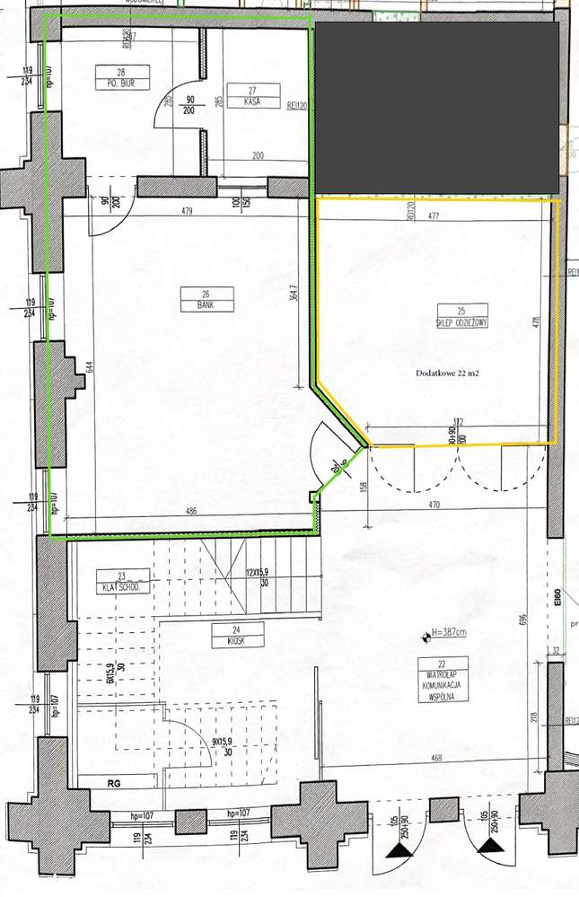 Lokal 47 m² (opcja 70 m²) | Parter | Po banku | Galeria Wolska - Pełny obrazek: 5/5