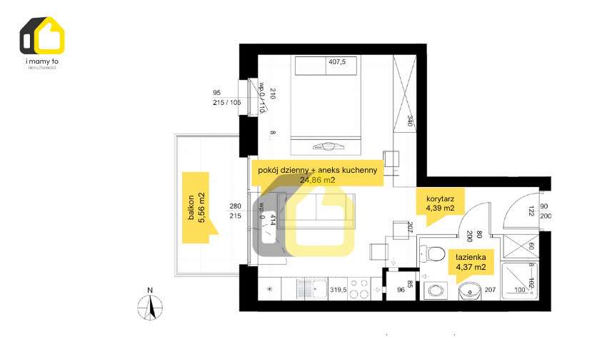 Jasna kawalerka z równym światłem przez cały dzień-8