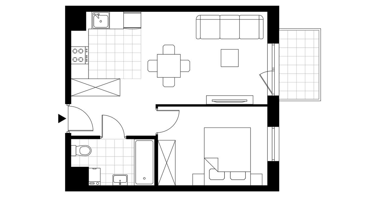 2-pokojowe mieszkanie 38m2 + balkon Bezpośrednio - Pełny obrazek: 3/8