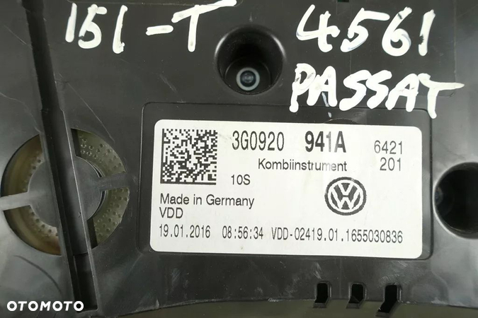 LICZNIK WYŚWIETLACZ ZEGARY ZEGAR VW PASSAT B8 3G0920941A ANGLIK RHD UK - 6