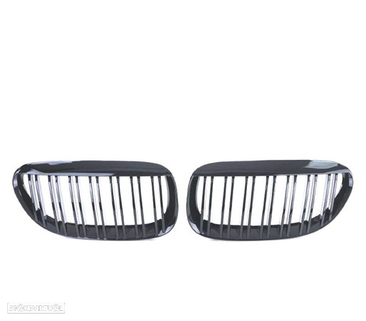 GRELHAS FRONTAIS DUPLAS PARA BMW E63 2004- PRETO BRILHANTE - 2