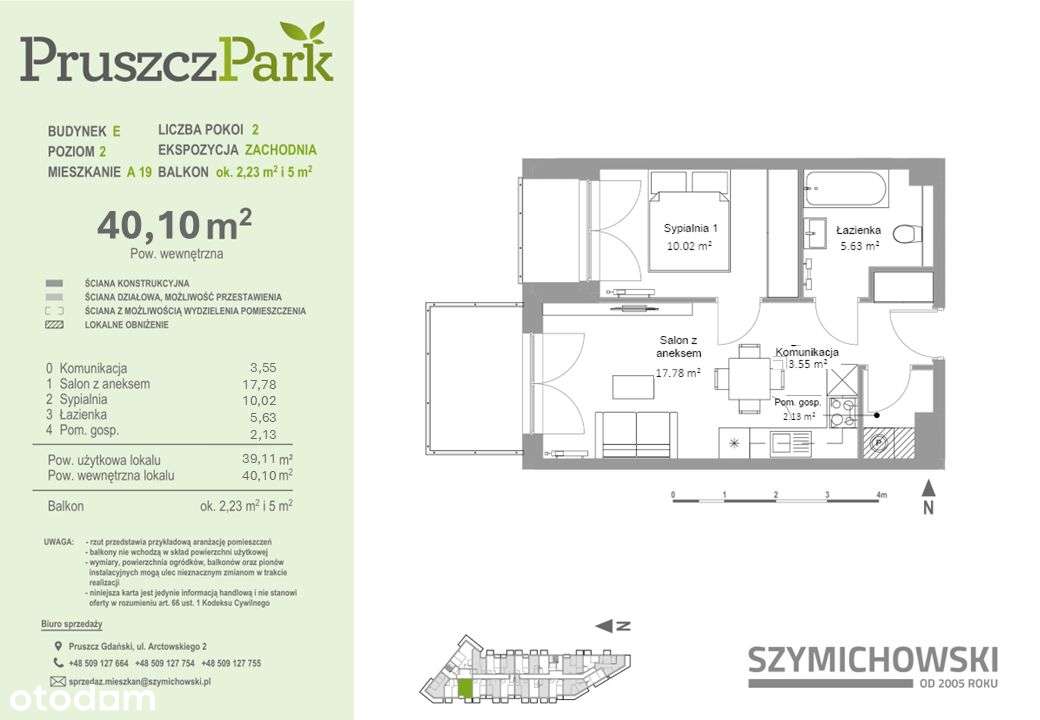 Pruszcz Park E - A.19 2-pok. 40,10 m2 - 2 balkony - gotowe! - Pełny obrazek: 2/20