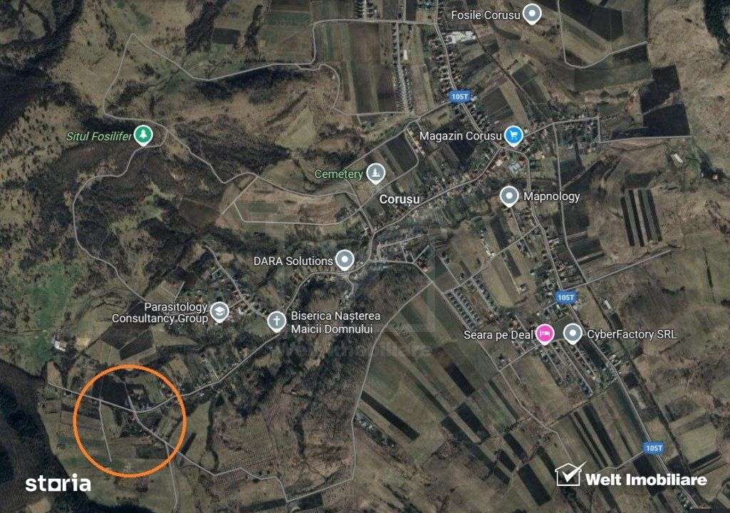 Teren intravilan Corusu, pozitie insorita, vedere peste sat, parcelabi - Imagine principală: 3/3