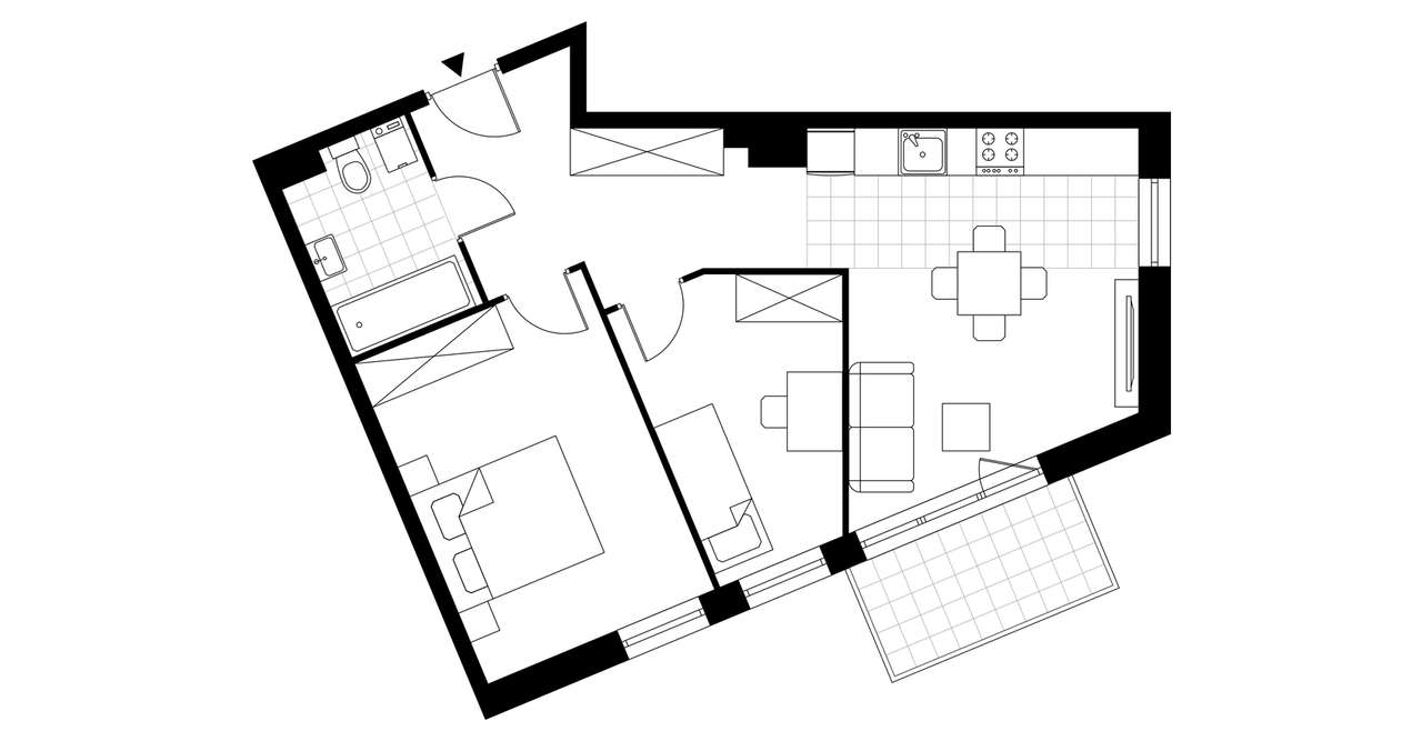 3-pokojowy apartament inwestycyjny 50m2 + balkon - Pełny obrazek: 3/8