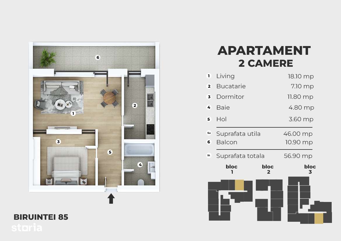 Nou ! Metrou Berceni 300m - 2 camere tip studio - piscina, parc, AC - Imagine principală: 5/5