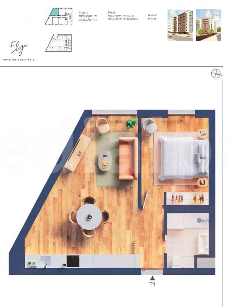 Apartamento T1 novo, junto ao Polo Universitário-17