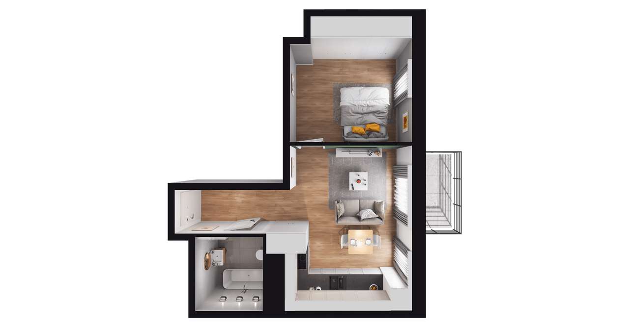 2-pokojowe mieszkanie 38m2 + balkon - Pełny obrazek: 3/9