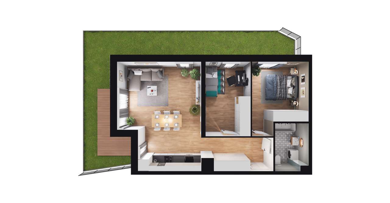 3-pokojowe mieszkanie 62m2 + ogródek Bez Prowizji - Pełny obrazek: 2/8