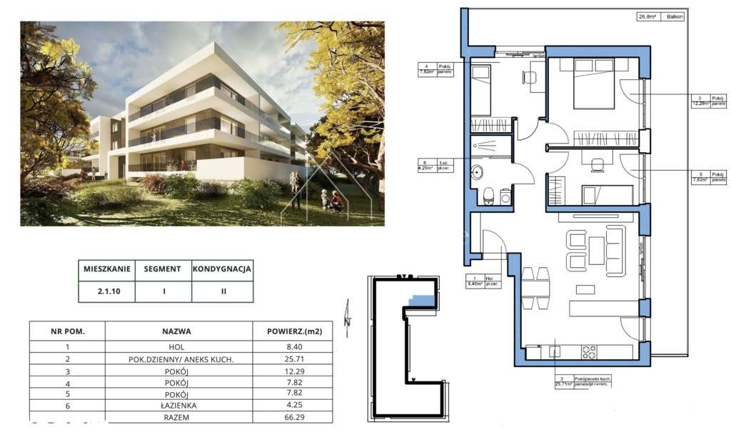 Jasne mieszkanie 66m2- 4 pokoje, garaż, balkon 27m - Pełny obrazek: 3/11