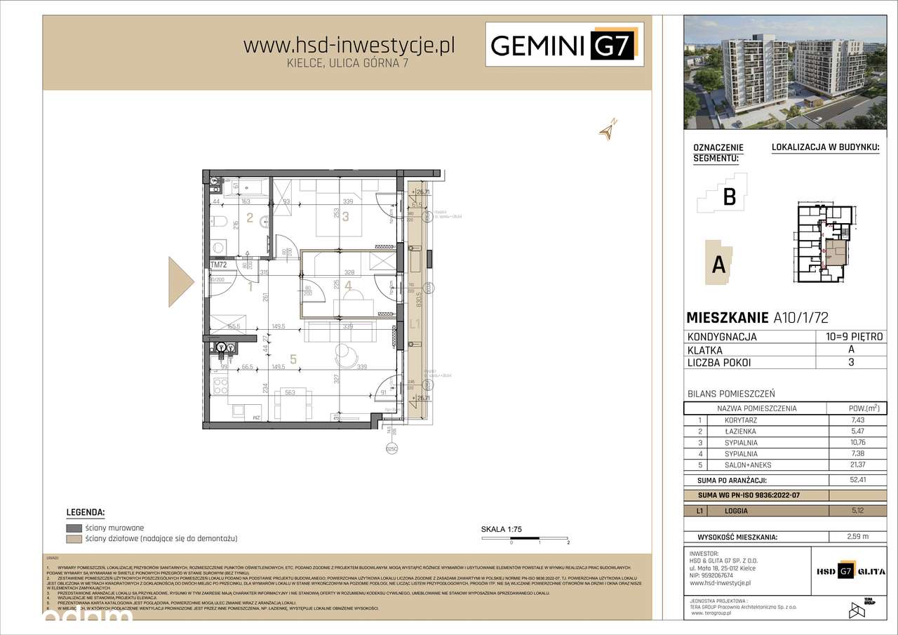 Gemini G7 | mieszkanie 3-pok. | A10-1-72 - Pełny obrazek: 2/9