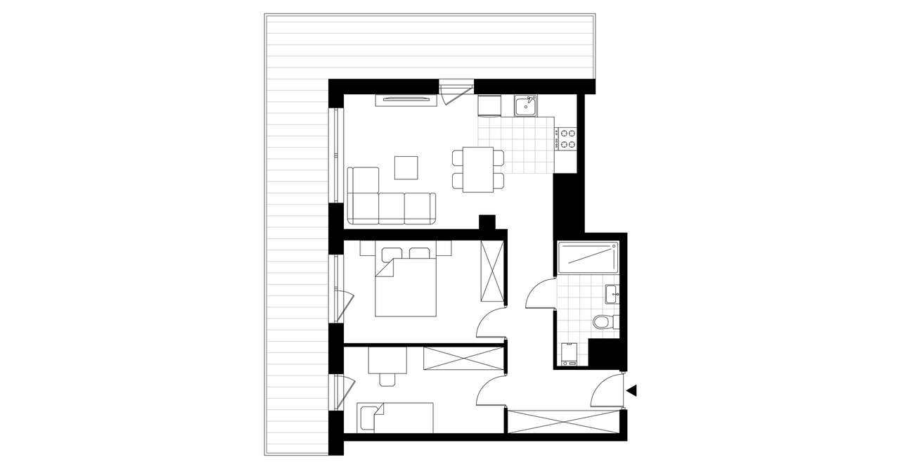 3-pokojowe mieszkanie 56m2 + loggia - Pełny obrazek: 3/8