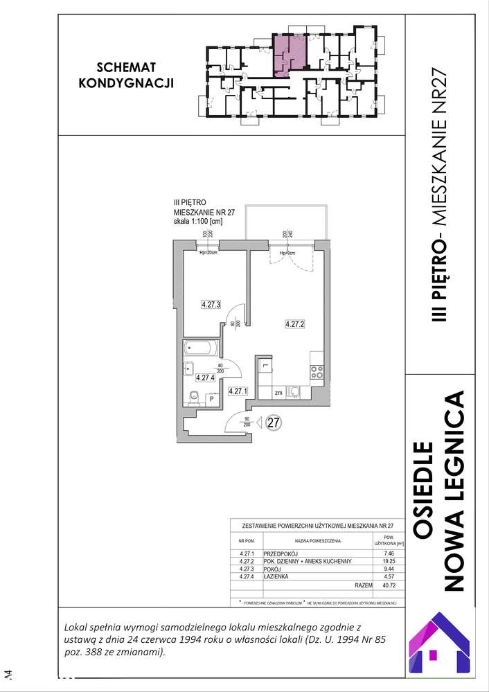 Nowa Legnica mieszkanie 2 pokojowe 40,72 m2 - Pełny obrazek: 2/13