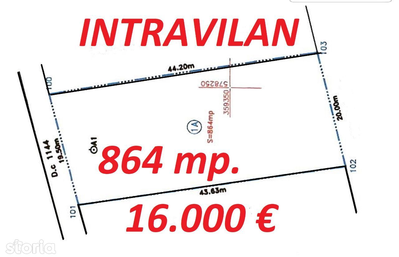 Periș-Buriaș Teren De Vânzare 864mp/D=19.5m Loc De Casă În Intravilan