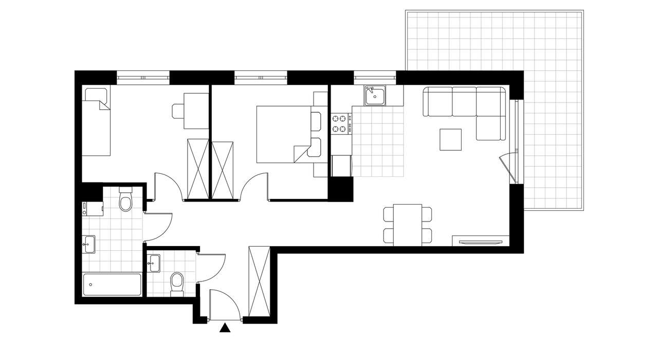 3-pokojowe mieszkanie 60m2 + balkon - Pełny obrazek: 3/8