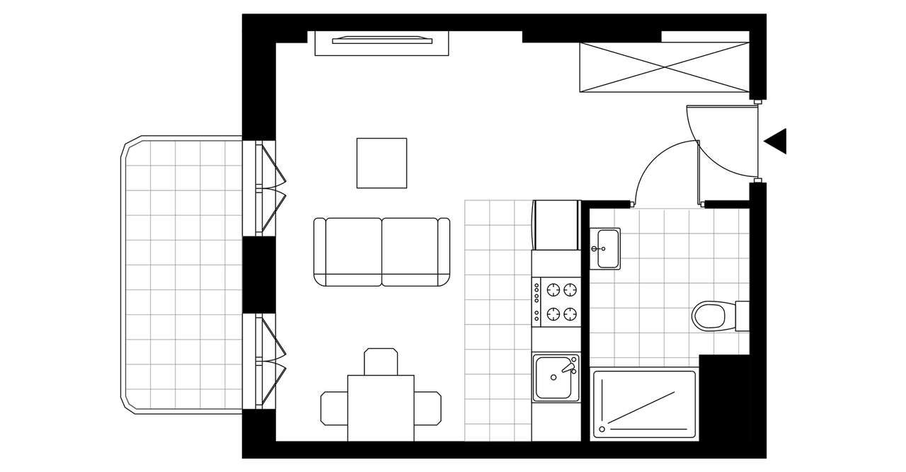 1-pokojowe mieszkanie 25m2 + balkon Bez Prowizji - Pełny obrazek: 4/9