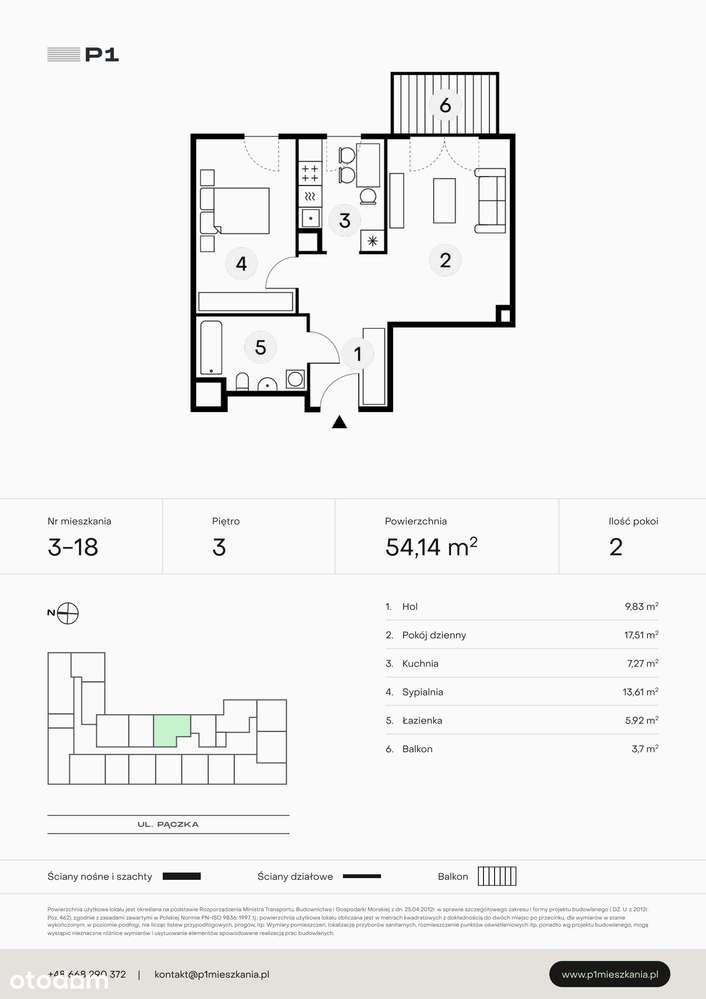 P1 Mieszkania  | mieszkanie 2-pok. | 3_18 - Pełny obrazek: 2/7