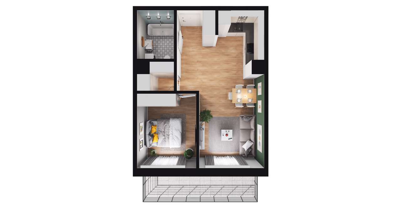 2-pokojowe mieszkanie 42m2 + taras Bez Pośredników - Pełny obrazek: 3/9