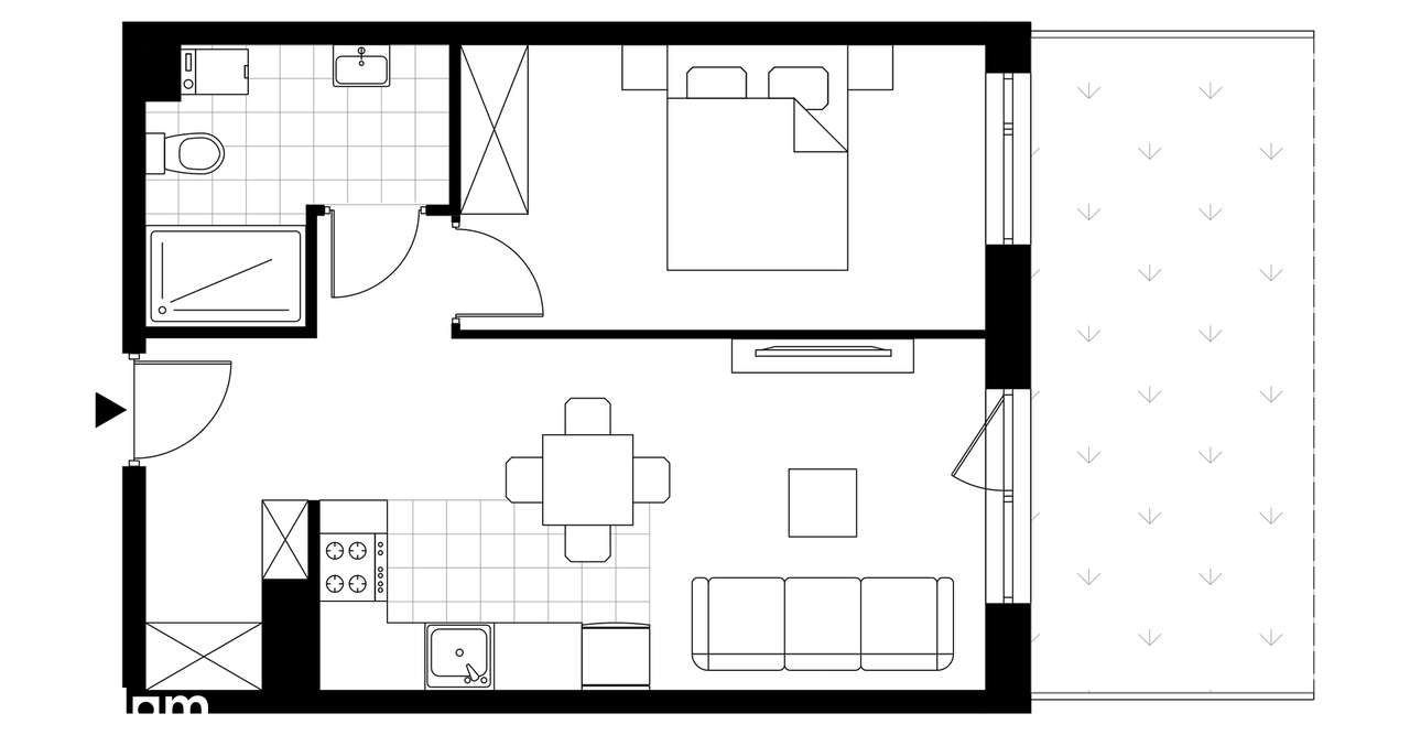 2-pokojowe mieszkanie 40m2 + ogródek - Pełny obrazek: 2/8