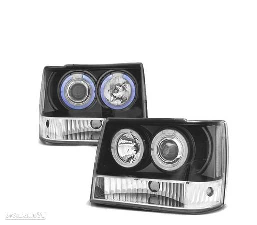 FARÓIS ANGEL EYES PARA JEEP GRAND CHEROKEE 93-98 BLACK PRETO - 2