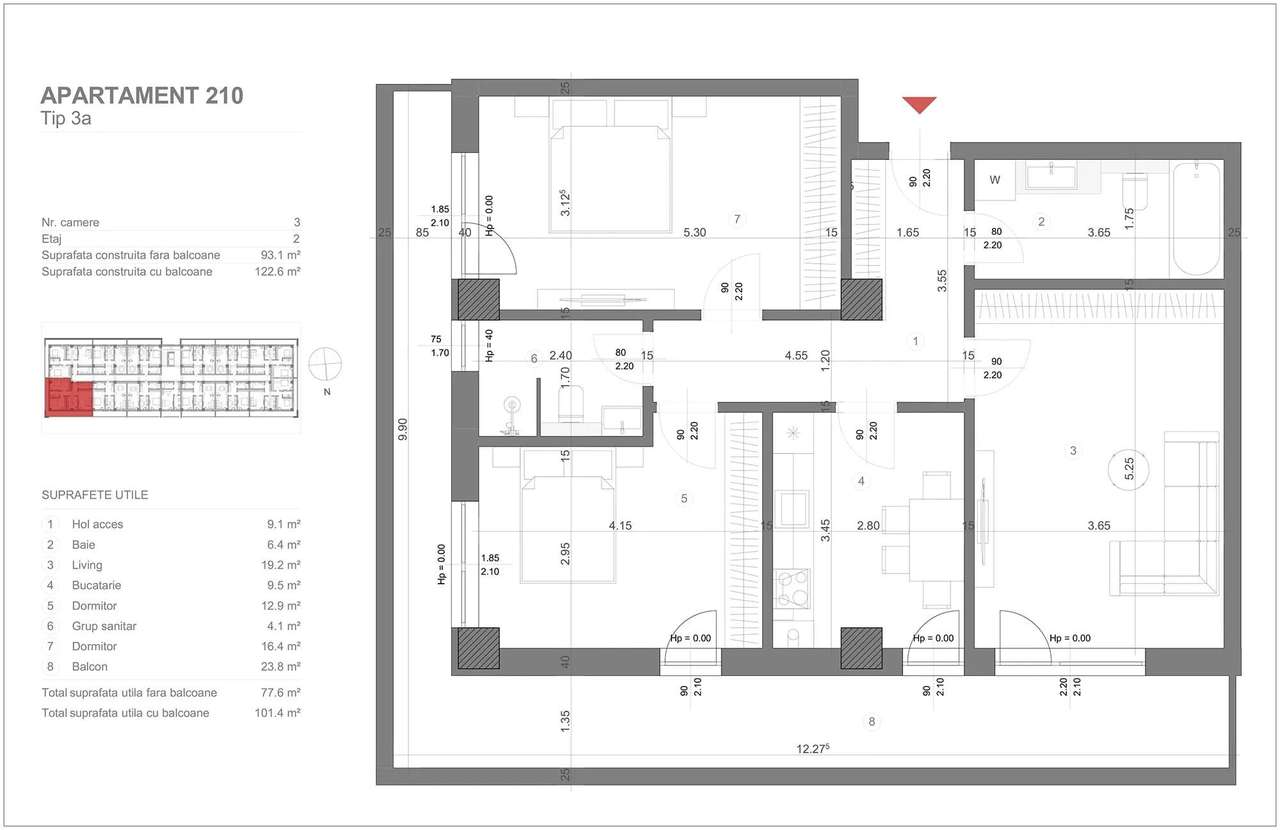 Apartament 3 camere - Imagine principală: 3/6