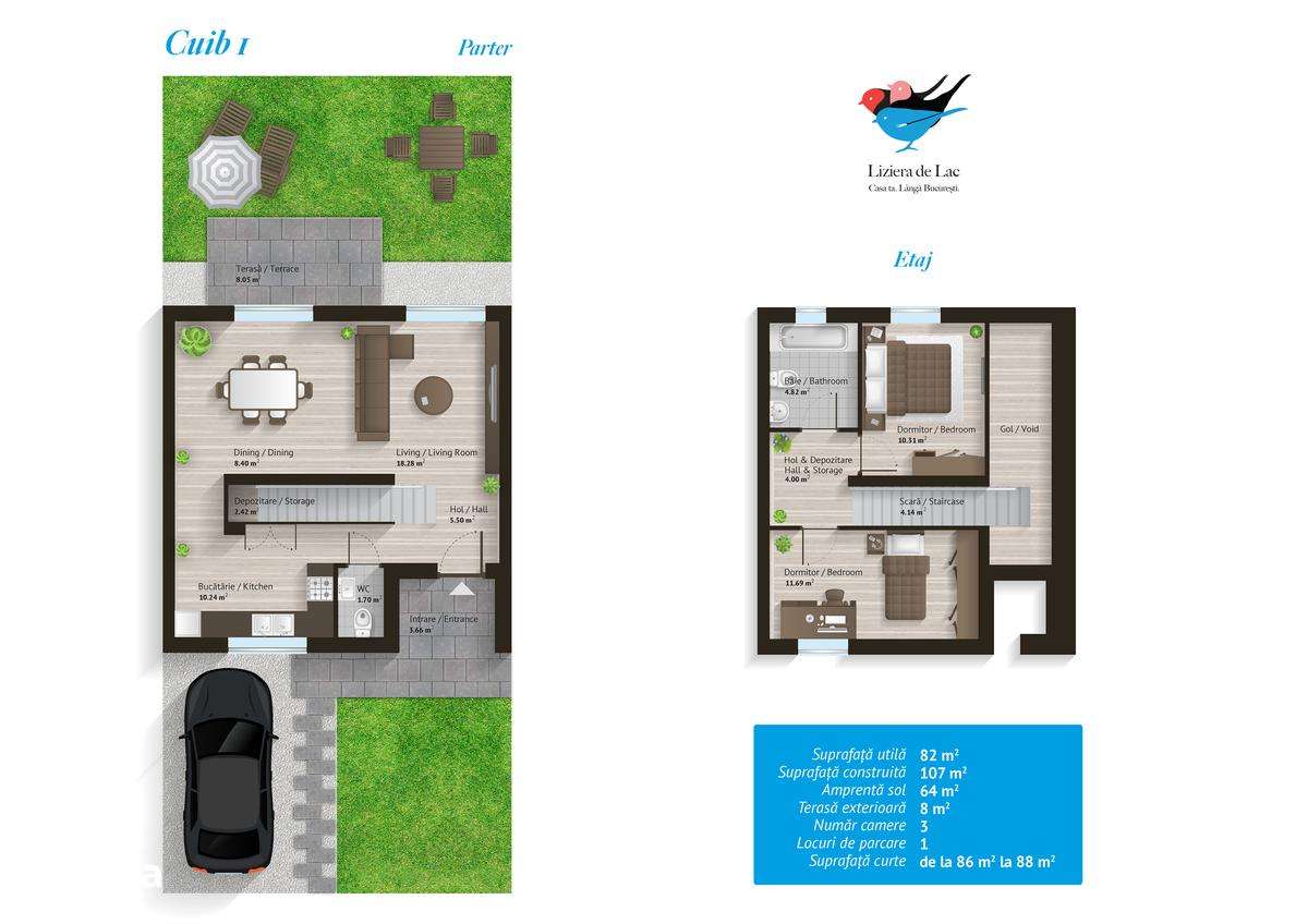 CUIB 1, LIZIERA DE LAC, FAZA 1 — CASA TA LÂNGĂ LAC, APROAPE DE PALLADY - Imagine principală: 4/23