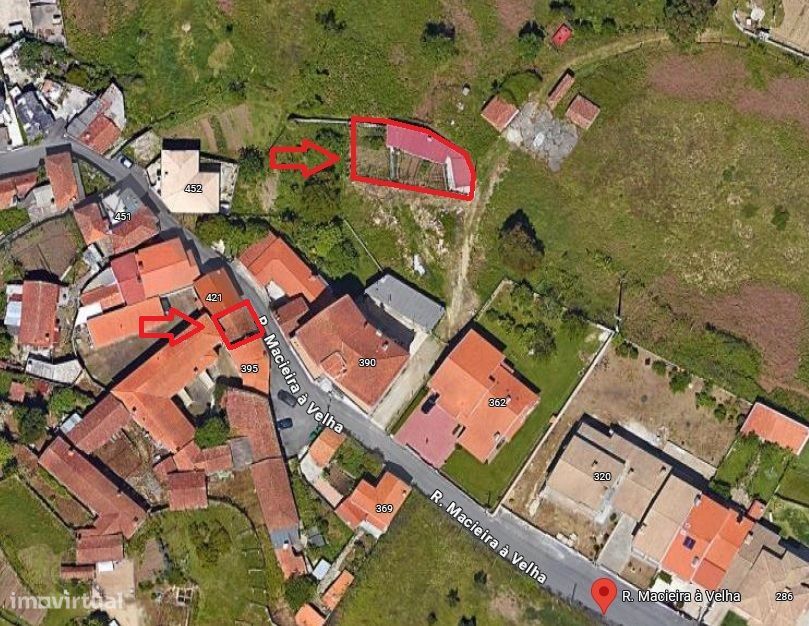 Casas térrea T1 e terreno com anexos em Macieira de Cambra