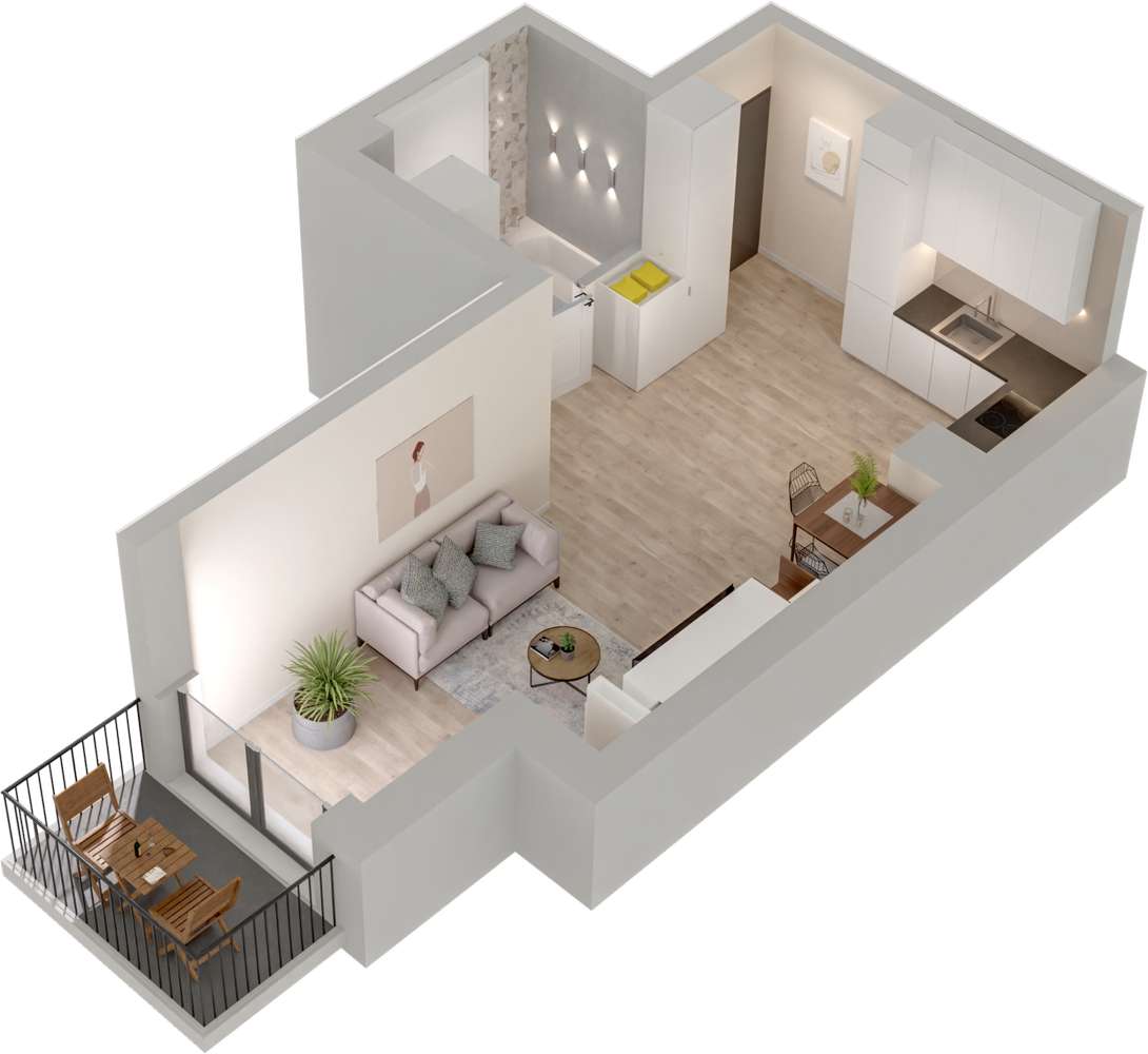 4.M.23 | 34,03 m² | kawalerka z balkonem| Krzyki- Gaj (lokal 4.M.23)