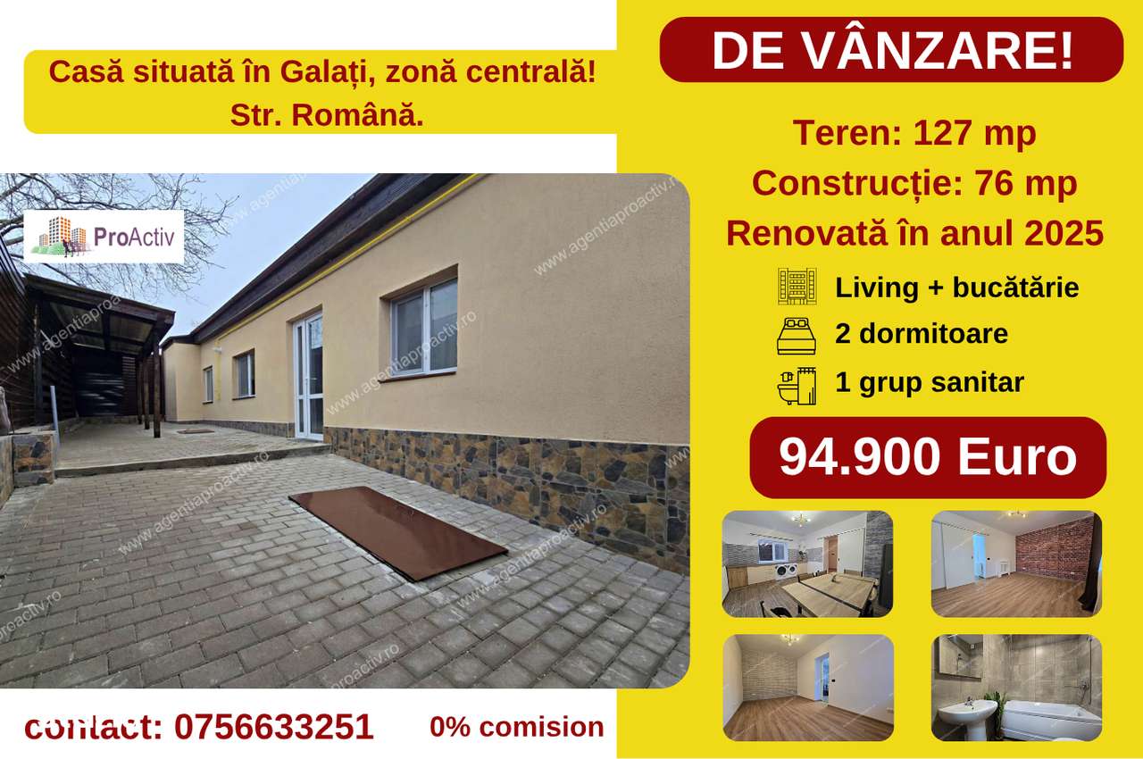 Casă individuală, renovată în 2025, zonă centrală, Str. Română.-0