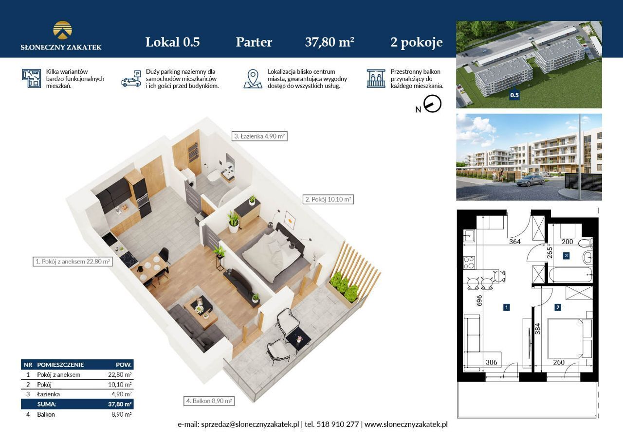 Mieszkanie | Apartament 37,8 m² | Centrum | Windy