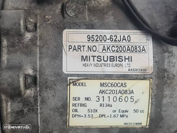 COMPRESSOR AC AR CONDICIONADO MITSUBISHI 9520062JA0 AKC200A083A 3110605 SUZUKI VITARA LY II 2 MK2 1.6 VVT 125CV T10M16A M16A 1191620 SWIFT - 6