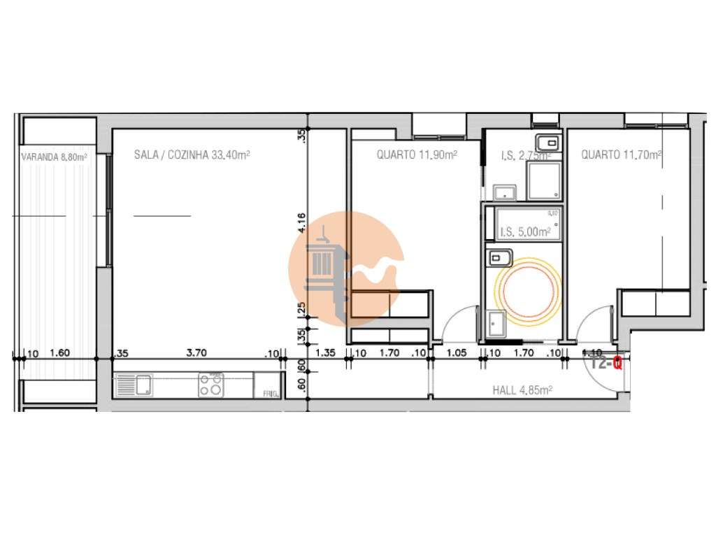 T2 em Projeto no Quarto andar - Edifício Sudoeste - Grande imagem: 2/7