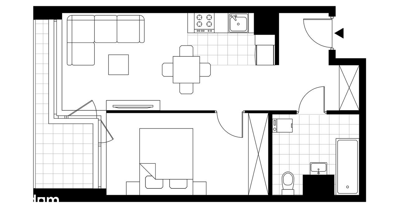 2-pokojowe mieszkanie 42m2 + loggia - Pełny obrazek: 4/9