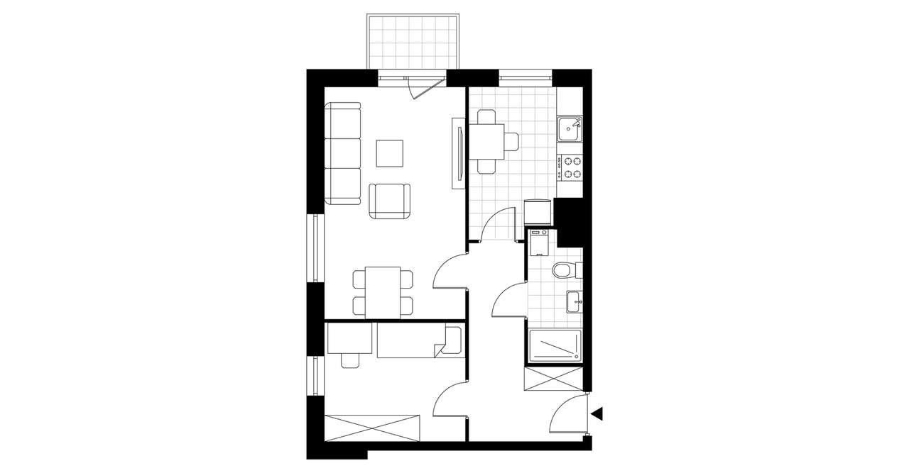 2-pokojowe mieszkanie 42m2 + balkon - Pełny obrazek: 3/7